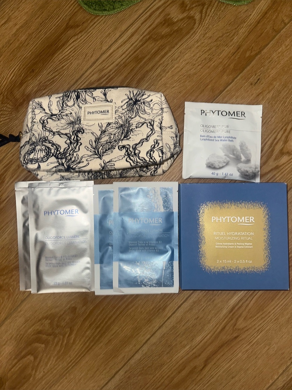 PHYTOMER Skincare Set with Creamy White & Navy Blue Pouch bundle